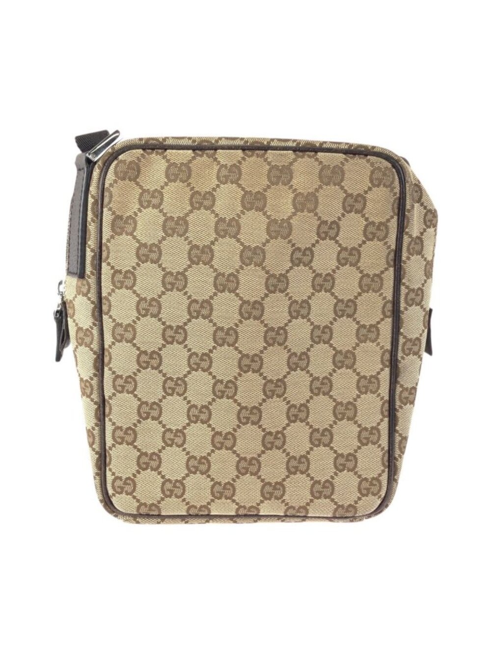 Gucci Beige Brown GG Canvas Leather Shoulder Bag - Picture 2 of 9